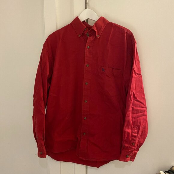Vintage Eddie Bauer Shirt Men’s Large Red Long Sleeve Button Up Heavy cotton S - Picture 1 of 9